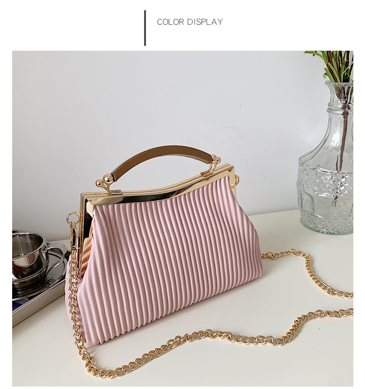 2023 Women's Shoulder Bag Simple Clip Handbag with Chain Strap and PU Leather Material