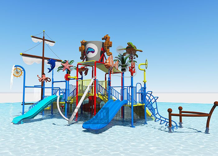Supermarket Outdoor Water Park / Children'S Water Slide Fiberglass Material