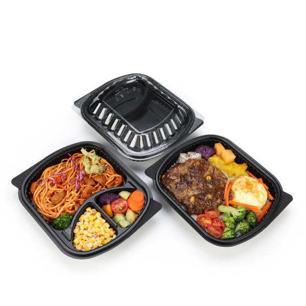 Quality Meal Prep 2 Compartment Microwavable Plastic Take Away Box With Lid for sale