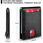 Mens Slim Carbon Fiber Leather Wallet with Rfid Blocking and Front Pocket Card