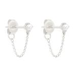 925 Sterling Silver Chain Drop Pearl Earrings White Freshwater Pearl Earrings