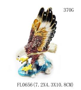 Wholesale Eagle birds design jeweled enamel trinket box eagle bird enamel trinket boxes from china suppliers