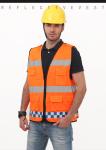 100%Polyester Worker Orange Vest Reflective Safety Vest Flame Resistant Hi Vis