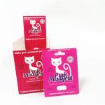 Display custom printing paper cards tear notch line boxes Pink Pussycat card box