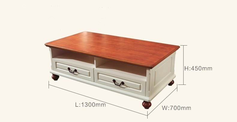 American Countryside Style Wooden Drawers SquareTea Coffee Table
