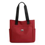 Custom printed tote bag 420d black purple nylon water resistant zipper hobo