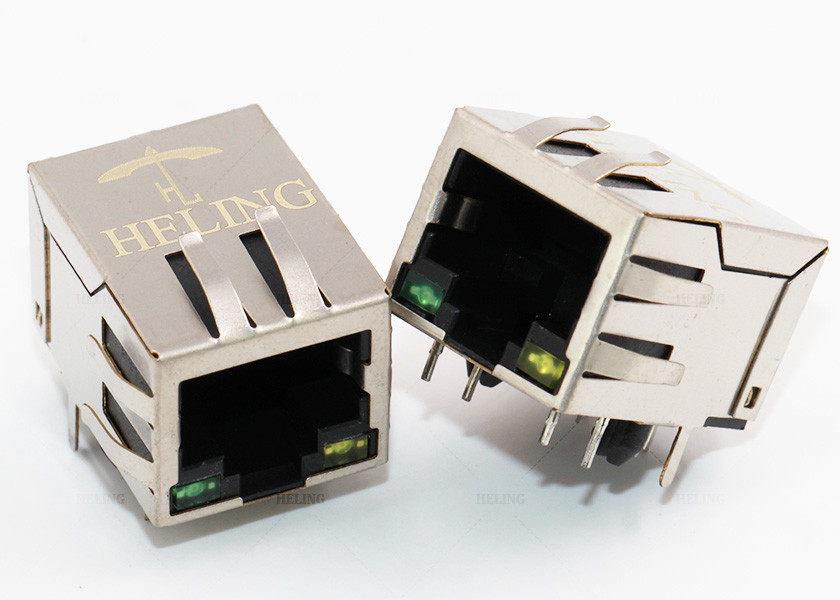 Side Entry Female RJ 45 Network Jack Halogen - Free Phosphor Bronze Material PBT Housing