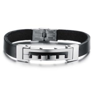 Wholesale Tagor Stainless Steel Jewelry Super Fashion Silicone Leather Bracelet Bangle TYSR135 from china suppliers