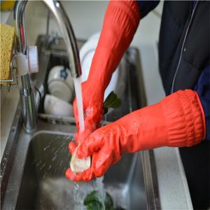 Wholesale Red Natural latex Long Sleeve Cleaning Gloves , Long Dishwashing Gloves from china suppliers