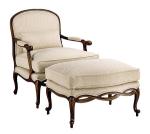 Soild Wood Leg Upholstered Chair And Ottoman / Living Room Lounge Ottoman Chair
