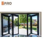 Black Color Aluminum Entrance Folding Glass Doors Heat Insulation glass door