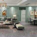 Grey Glazed Porcelain Floor Tile Polished Surface 10mm 4 PEI Rating Water