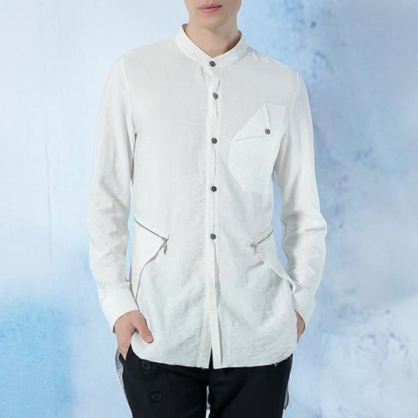 Blank High End Mens Fashion Casual Shirts Full Sleeve Polyester / Cotton