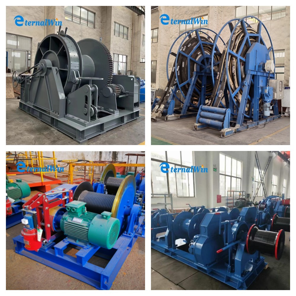 Metal Steel Marine Hydraulic Winch Standard Hydraulic Station Powered 1-75ton Capacity For Heavy Duty Marine