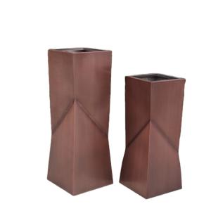 Wholesale Outdoor flower planters standing metal cylinder flower pot from china suppliers