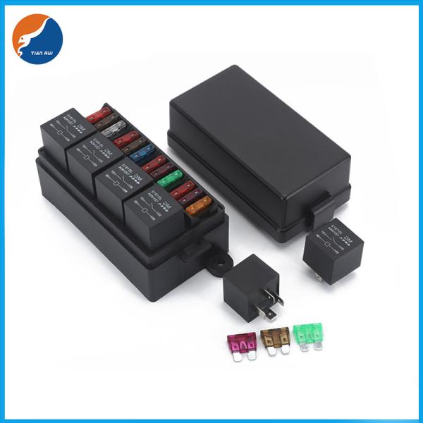 12 Way Blade Fuse Holder Box and 4PCS 5Pin 12V 80A Relays for Car Truck Trailer