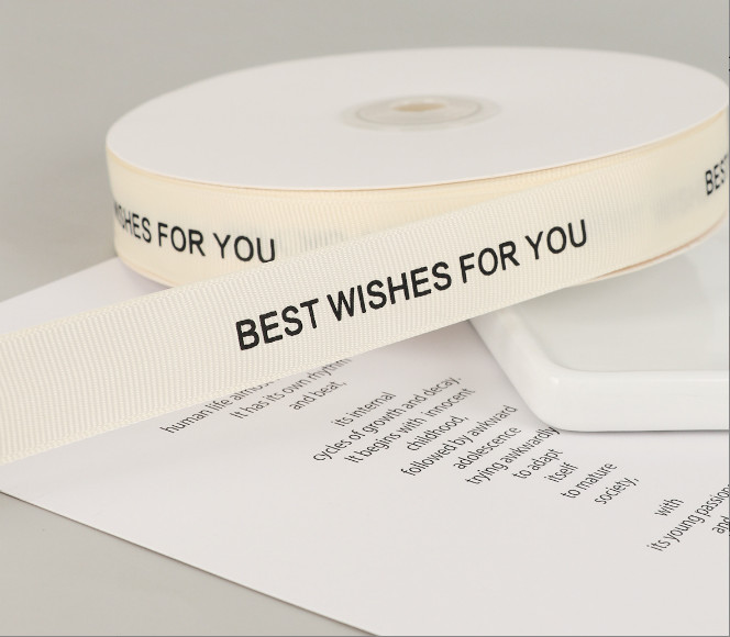 INS Style Rib Beige Birthday Cake Gift Wrap Ribbon English Bouquet Decoration Ribbon