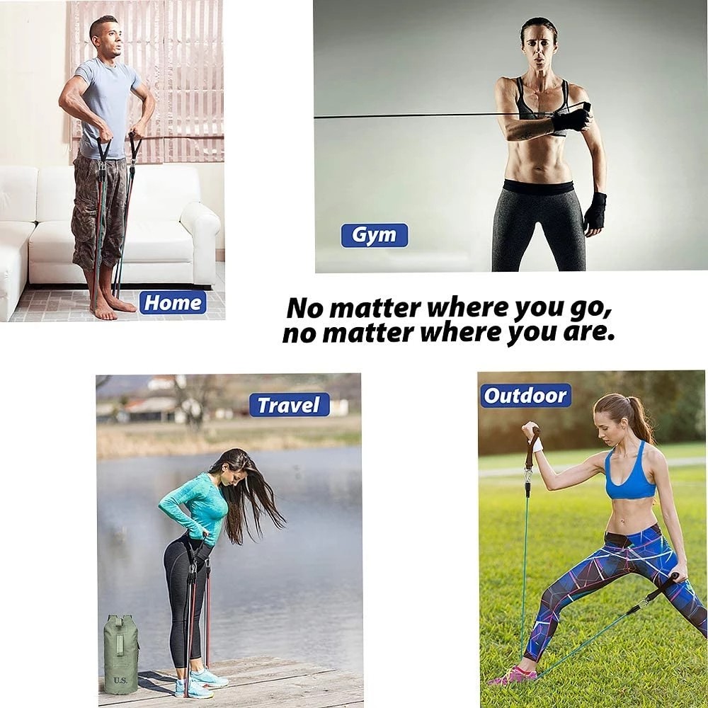 Bodybuilding Home Exercise Equipment Professional Weight Training TPE Fitness Elastic Rubber Resistance Bands Set