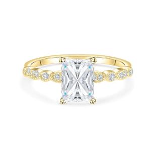 Wholesale Vintage Handmade 18K Gold Baguette Cut Stone Engagement Ring Vintage Style for Women from china suppliers