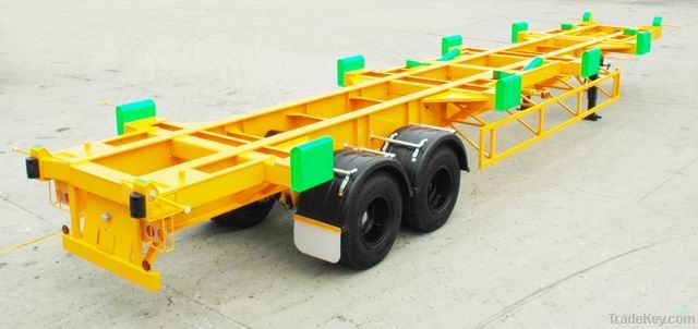 3 Axle Skeleton Container Transport Truck Semi Trailer with Standard 28Ton Landing Gear