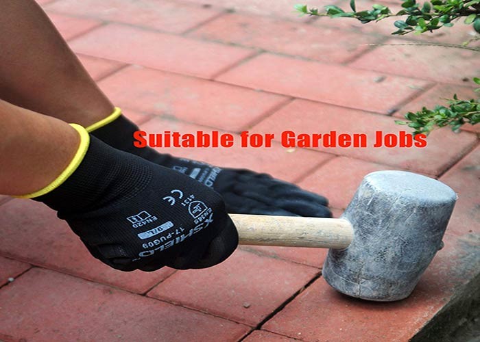 Industrial Black PU Coated Gloves Nylon Builders Grip Palm Coating Hand Gloves