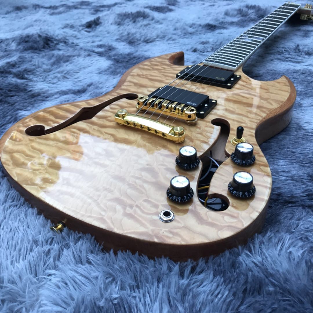Custom F Hole SG Electric Guitar Mahogany Body Neck