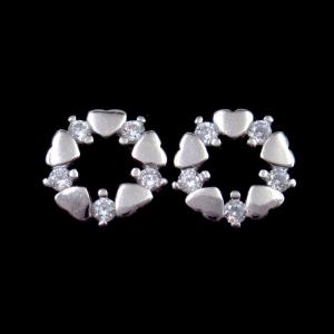 Wholesale Heart / Flower Shaped Silver Cubic Zirconia Earrings For Woman / 925 Sterling Silver Earrings from china suppliers