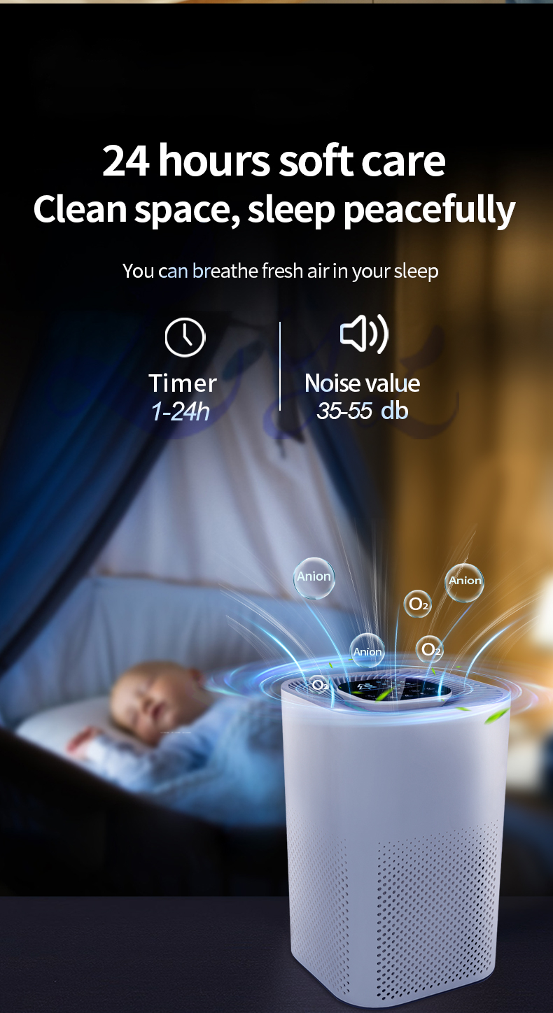 2022 New Purificador De Aire Hepa Desktop Ionized Air Purifier Negative Ion True Hepa Filter Portable Air Purifier Manufacturer