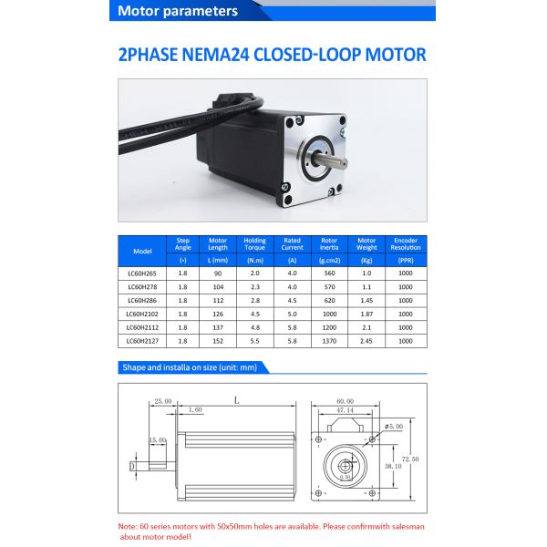 Lichuan 2-Axis DC Closed Loop Stepper Motor Drivers Controller Kit 4.5N.m 2Phase Nema24 DC24V~50V 4.0/4.5/5.0/5.8A 1000PPR