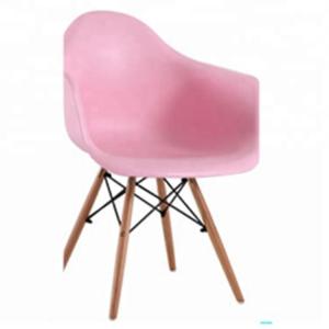Wholesale Pink Plastic Dining Chairs Wooden Legs High Toughness With Anti Slip Mats from china suppliers