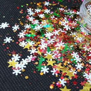 Wholesale OEM Christmas Glitter Heart Flower Shaped Chunky Nail Art Face Body DIY Crafts PET Glass Material 1kg Minimum Order from china suppliers