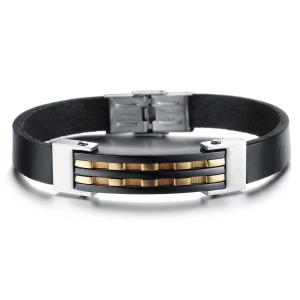 Wholesale Tagor Stainless Steel Jewelry Super Fashion Silicone Leather Bracelet Bangle TYSR130 from china suppliers