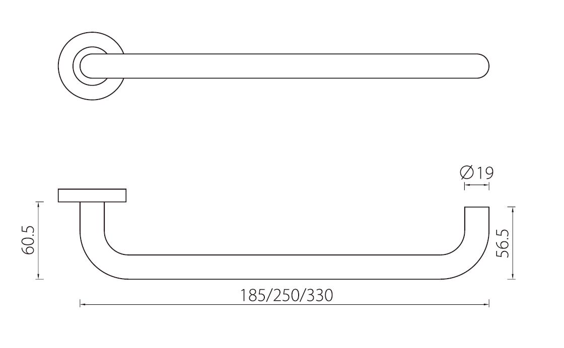 size of SR02 series handicap door handle with U shape door lever,  for hospital,healthcare