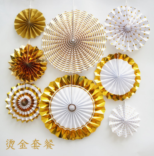Custom silver folding fan festival festive supplies paper fan Birthday party wedding decorations home decor 6pcs/set