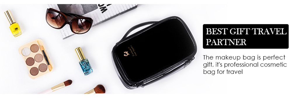 Double Layer Travel PU Leather Makeup Brush Holder Bag