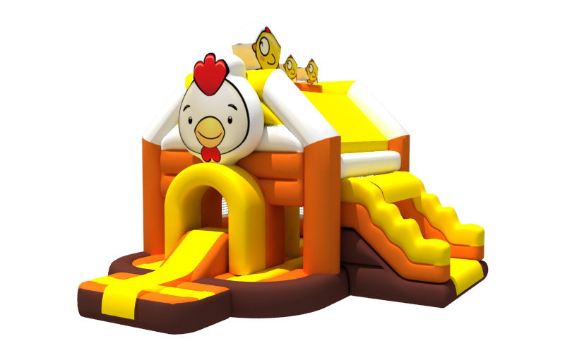 Tarpaulin Chicken Cartoon Inflatable Bounce House Slide Combo Inflatable Playground