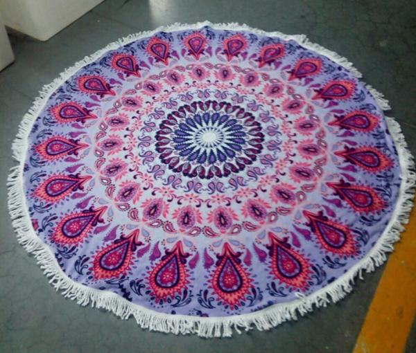 new fashion colorful round beach towels with tassels circular beach towel with