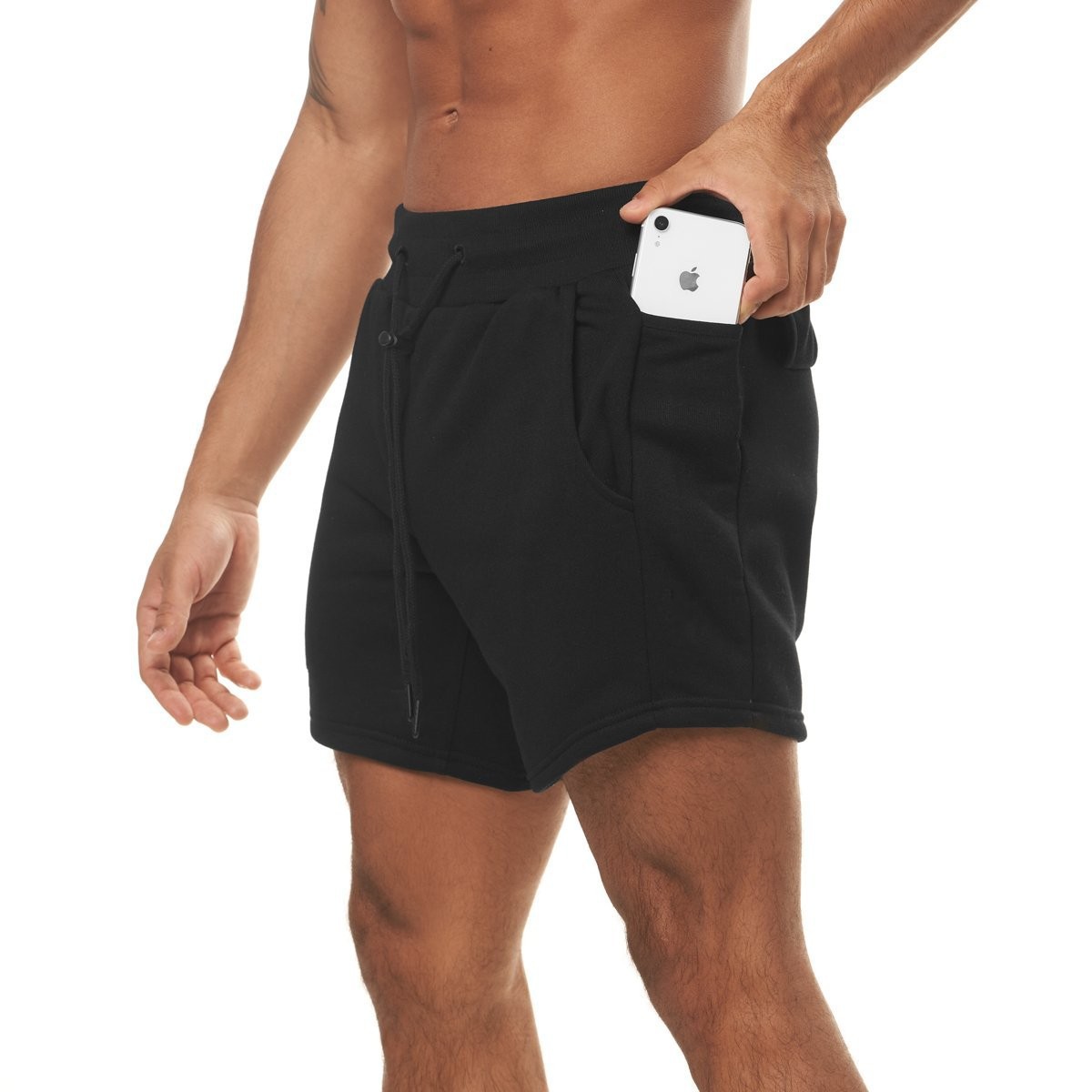 Solid Color Gym Workout Shorts Cotton Men Outdoor Running Plain Jogger Shorts