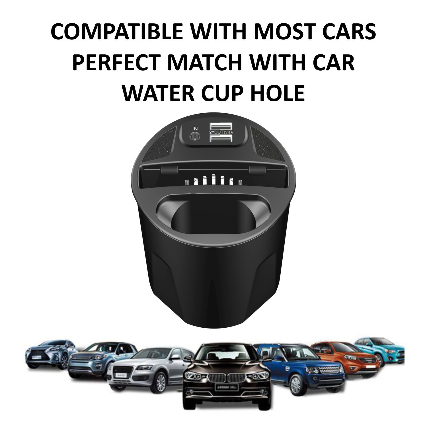 Cup Car Wireless Charger With Convenient Wireless Charging & Cable Charging
