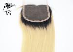 613 Blonde Lace Front Closure Piece With Dark Roots Long Silky Straight 14 Inch