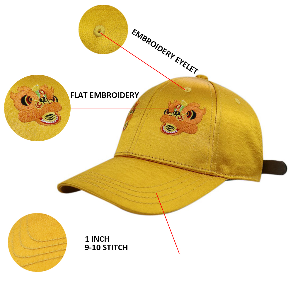 Beautiful Yellow Satin Baseball Cap , City Sport Caps For Sun Protection