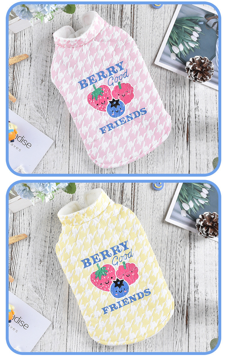 Thick Warm Wearing Dog Clothes Cute Clothing Dog Temperament Cherry Vest Pet Apparel