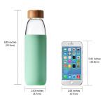 18oz Dishwasher Safe Round Glass Bottle Bamboo Lid Silicone Sleeve Tough
