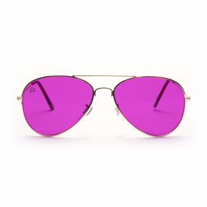 Wholesale Aviator Magenta Vintage Retro Gold Metal Frame Eyeglasses With Tint from china suppliers
