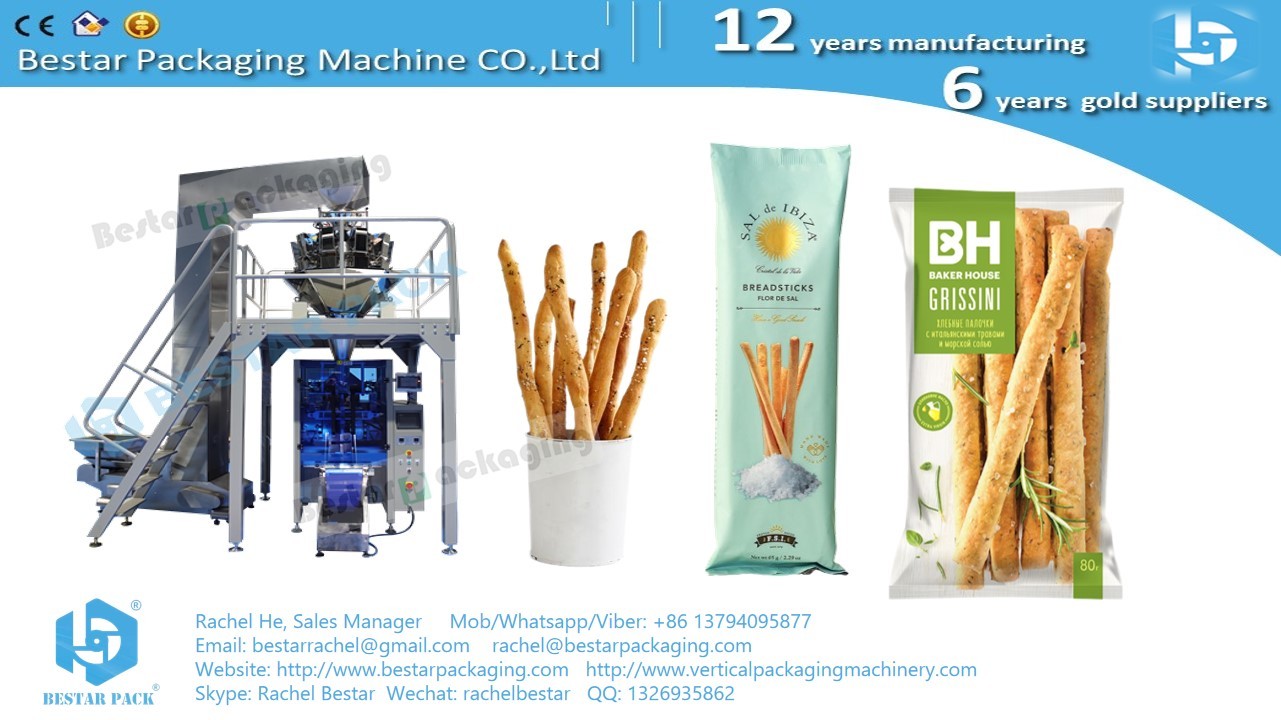 Breadsticks automatic weighing and pillow bag packing machine