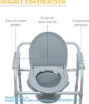 Folding Steel Bedside Commode Chair, Portable Toilet, Supports Bariatric