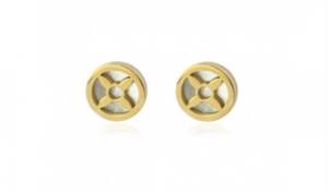 China Green Plum Yellow Turquoise Earrings Men's Stainless Steel Stud Earrings on sale