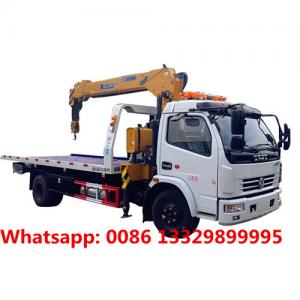 Wholesale Customized Dongfeng 4T road wrecker towing truck flatbed type with crane boom for TOGO, street towing recovery vehicle from china suppliers