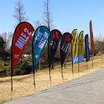 Pantone Colour Promotional Flag Banners Screen printed knitted polyester