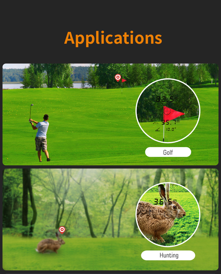 Digital laser rangefinder with side screen, golf rangefinder, hunting telescope rangefinder.